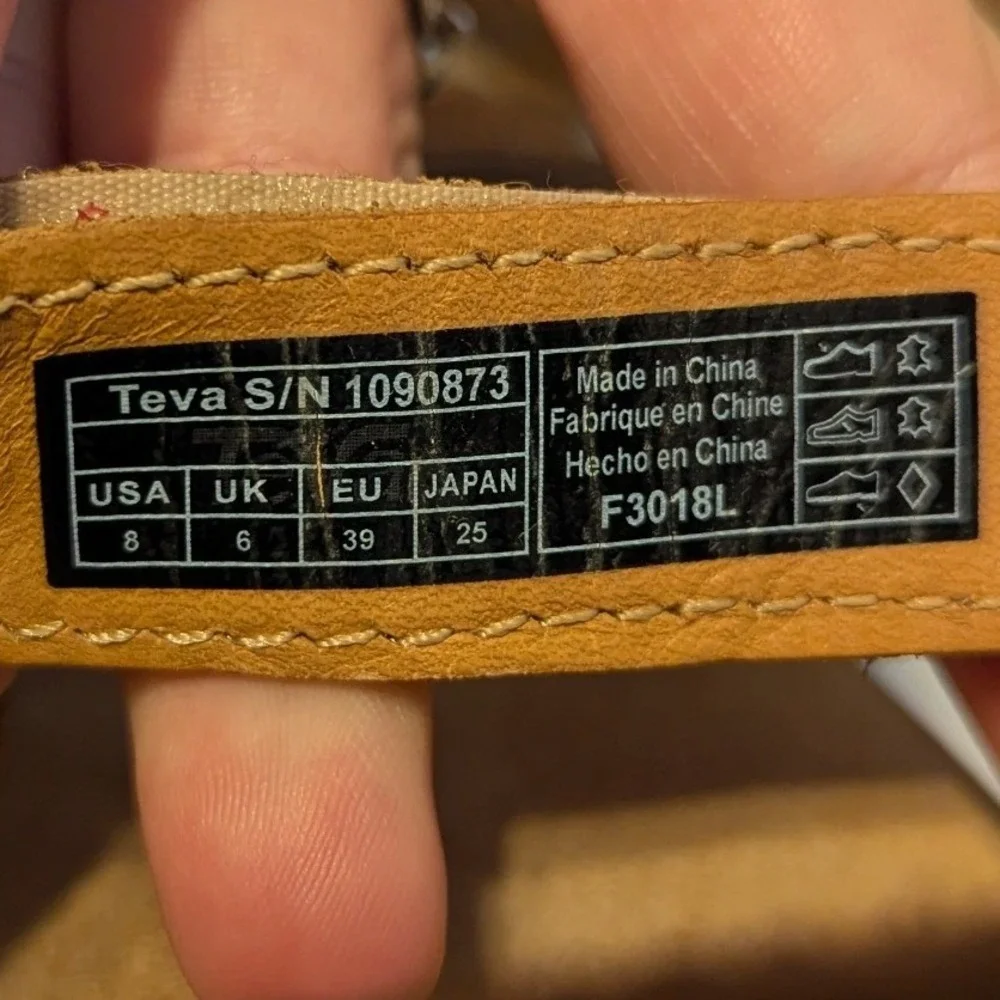 Teva Women's Size 8 Midform Universal Geometric Leather Platform Sandals Tan